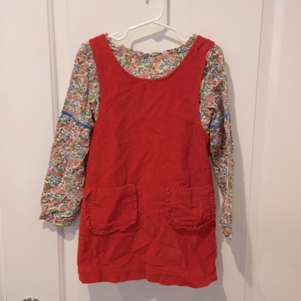 Mini Boden Corduroy Jumper and Floral Blouse Set